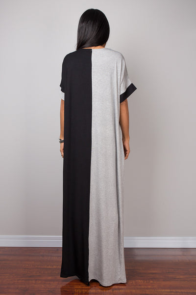 Tube Dress, Loose fit dress, two tone dress, a line dress, black and grey dress, maxi dress