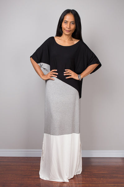 Tube Dress, Loose fit dress, kaftan dress, a line dress, black and grey and white dress, maxi dress