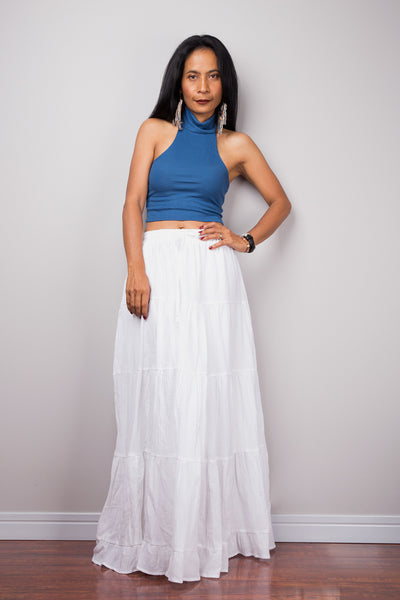 Tiered white peasant maxi skirt