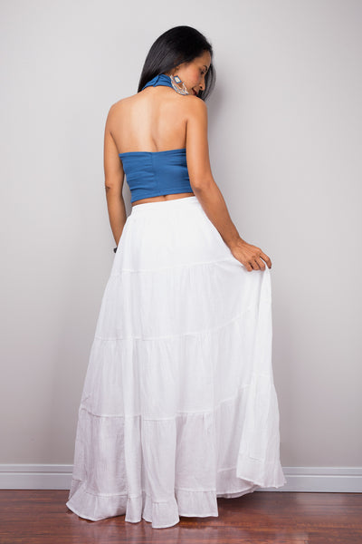 Tiered white peasant maxi skirt