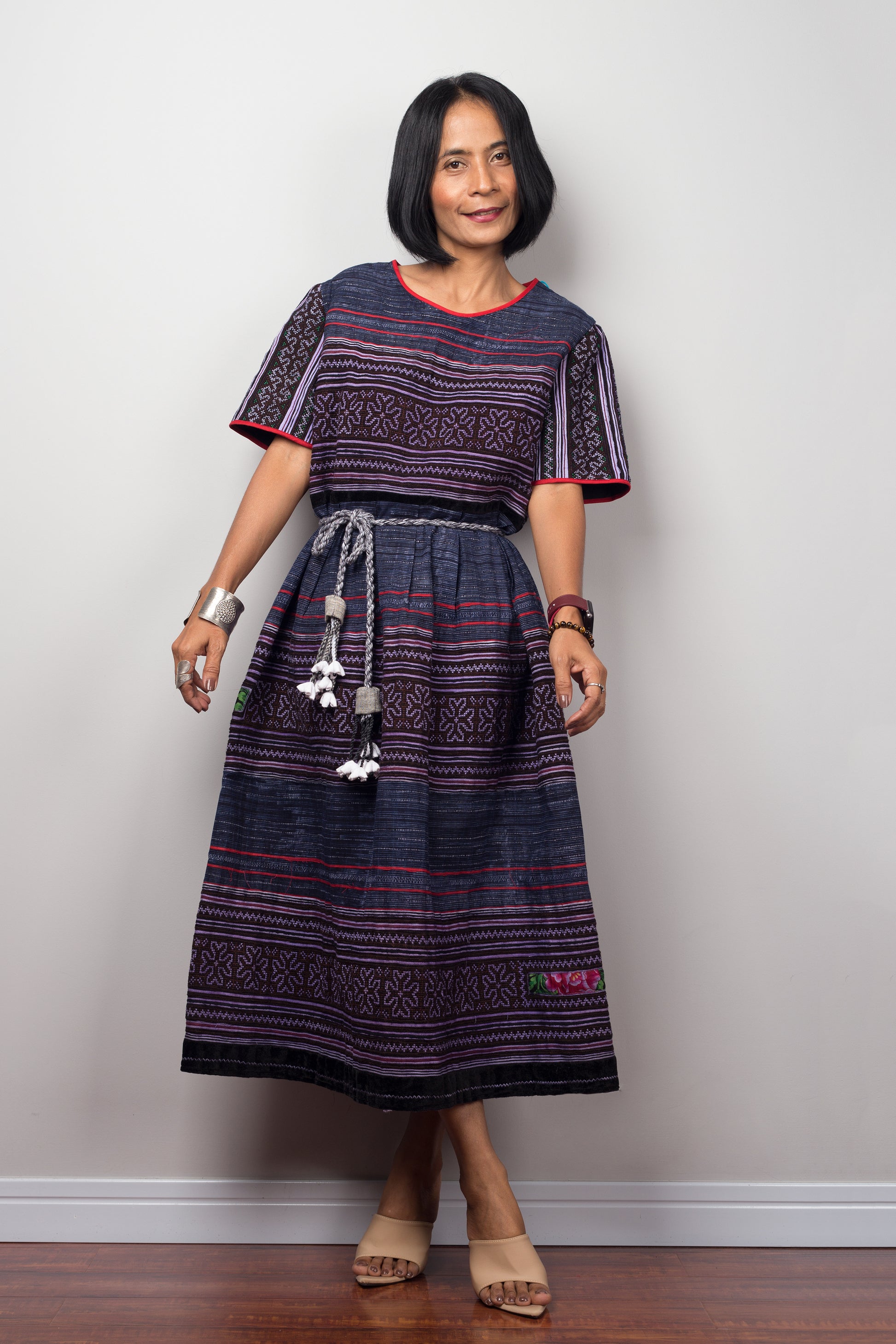 bohemian tribal dress Boho Ethnic Dress, Raw Cotton Dress, Tribal Maxi Dress, Block Printed Dress, Tribal Clothing, Summer Beach Dress, Earthy Clothing