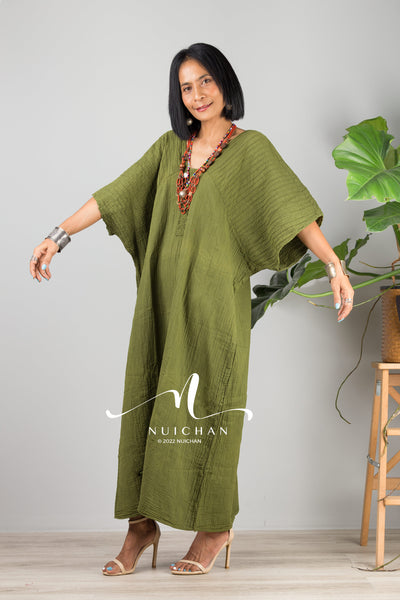 Nuichan women's cotton kaftan dress | Lightweight summer dress