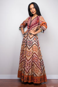 Boho Dress with tassels | Cotton Maxi Dress | Blouson Dress | Gypsy dress with pockets