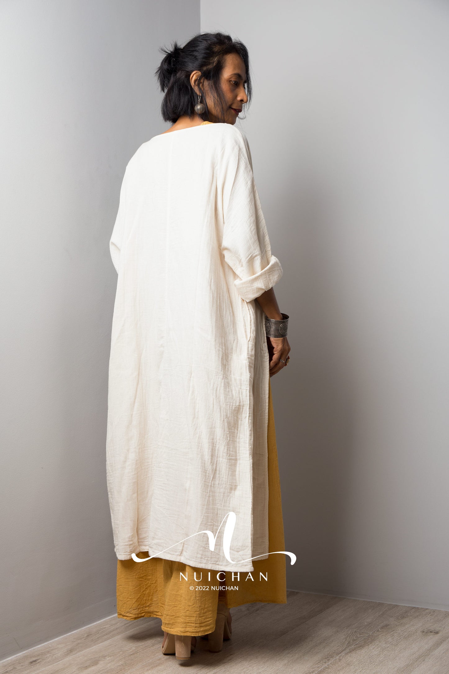 Cotton open front cardigan