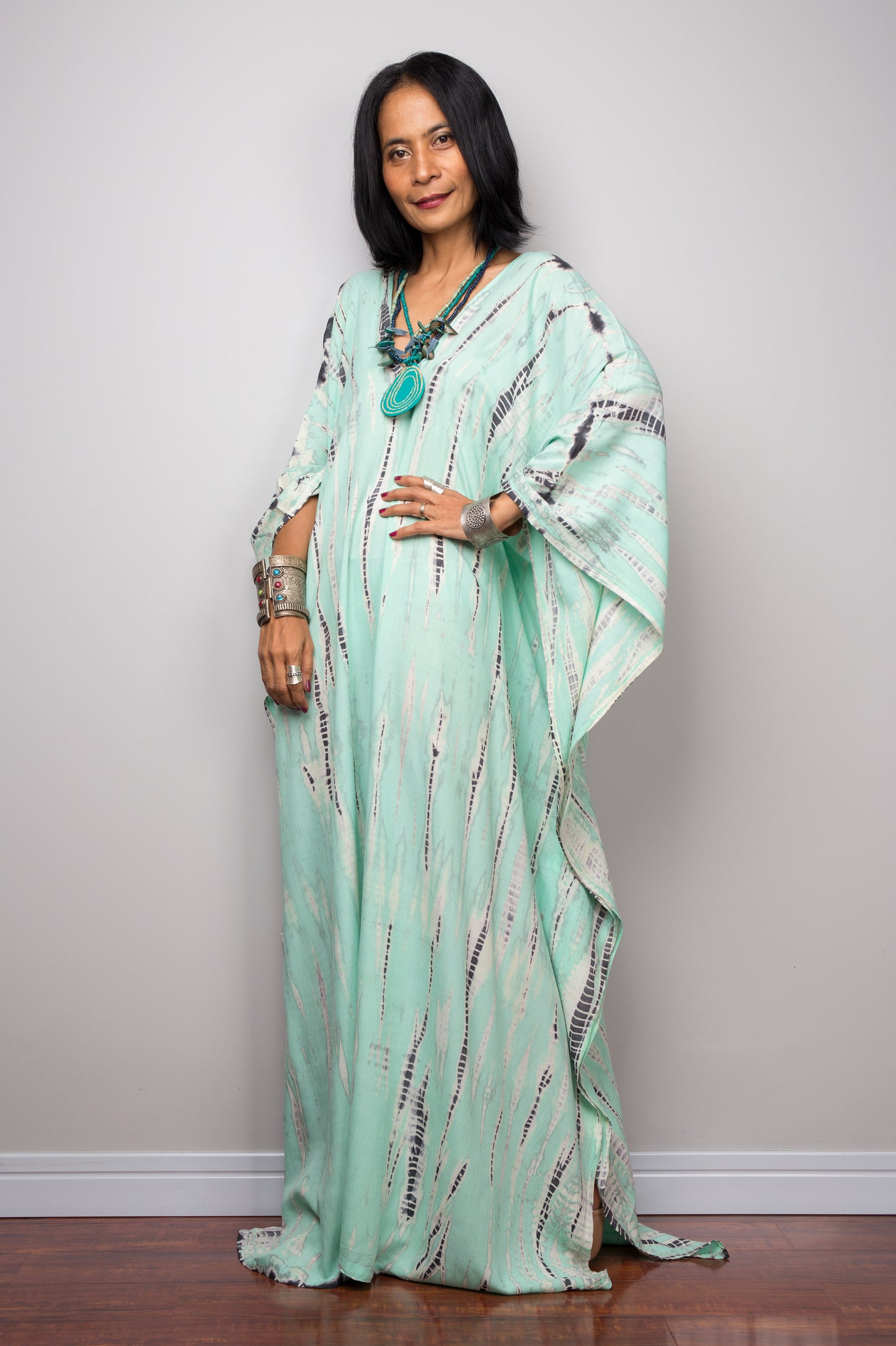 Tie dye kaftan, Beach dress, Long Green Maxi dress, resort Kaftan, Summer kaftan,