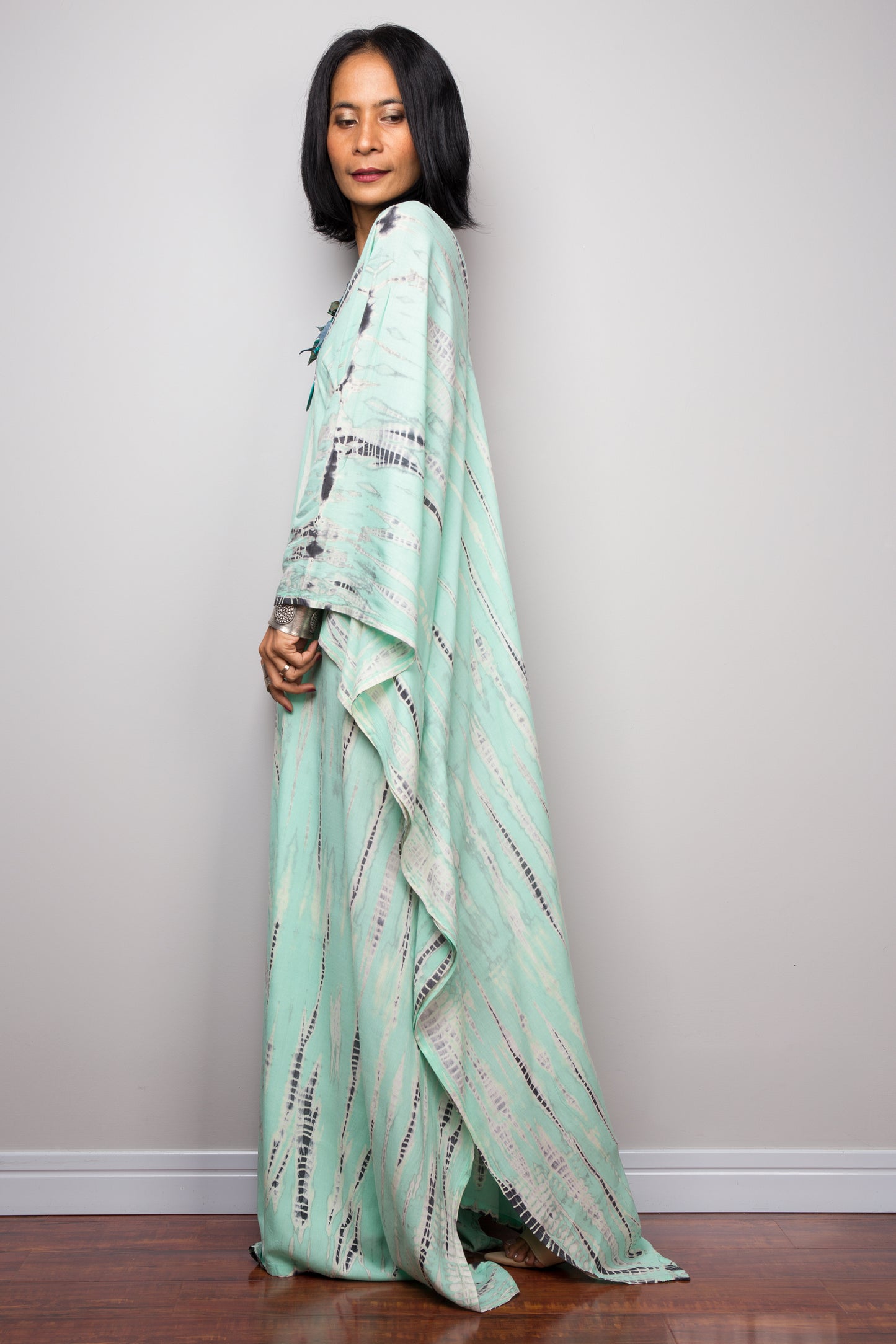 Tie dye kaftan, Beach dress, Long Green Maxi dress, resort Kaftan, Summer kaftan,