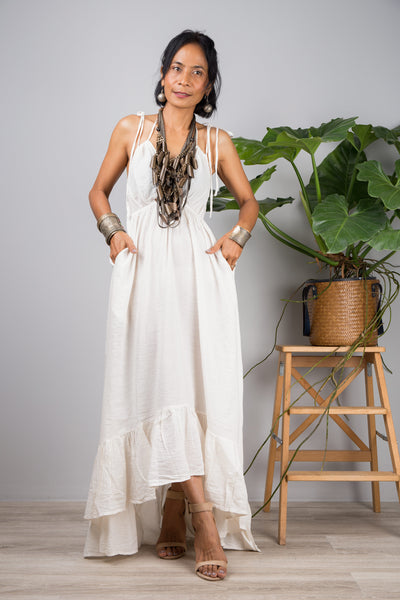 Nuichan Women's Cotton strap dress | Short front summer dress