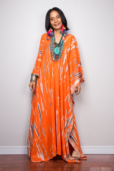 Boho tie dye kaftan dress with splits on the side by Nuichan