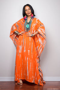Shop tie dye dress by Nuichan.   Orange beach kaftan dress 