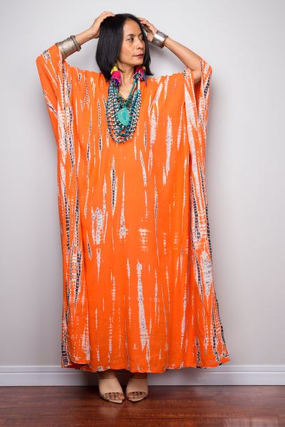 Buy Kaftan dresses online. Orange kaftan dress by Nuichan