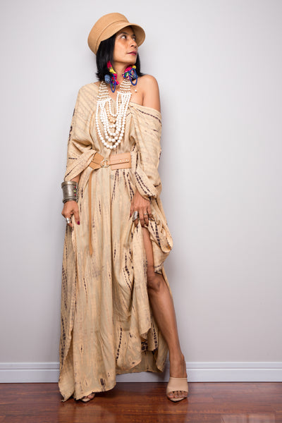 Boho tie dye kaftan dress with splits on the side by Nuichan