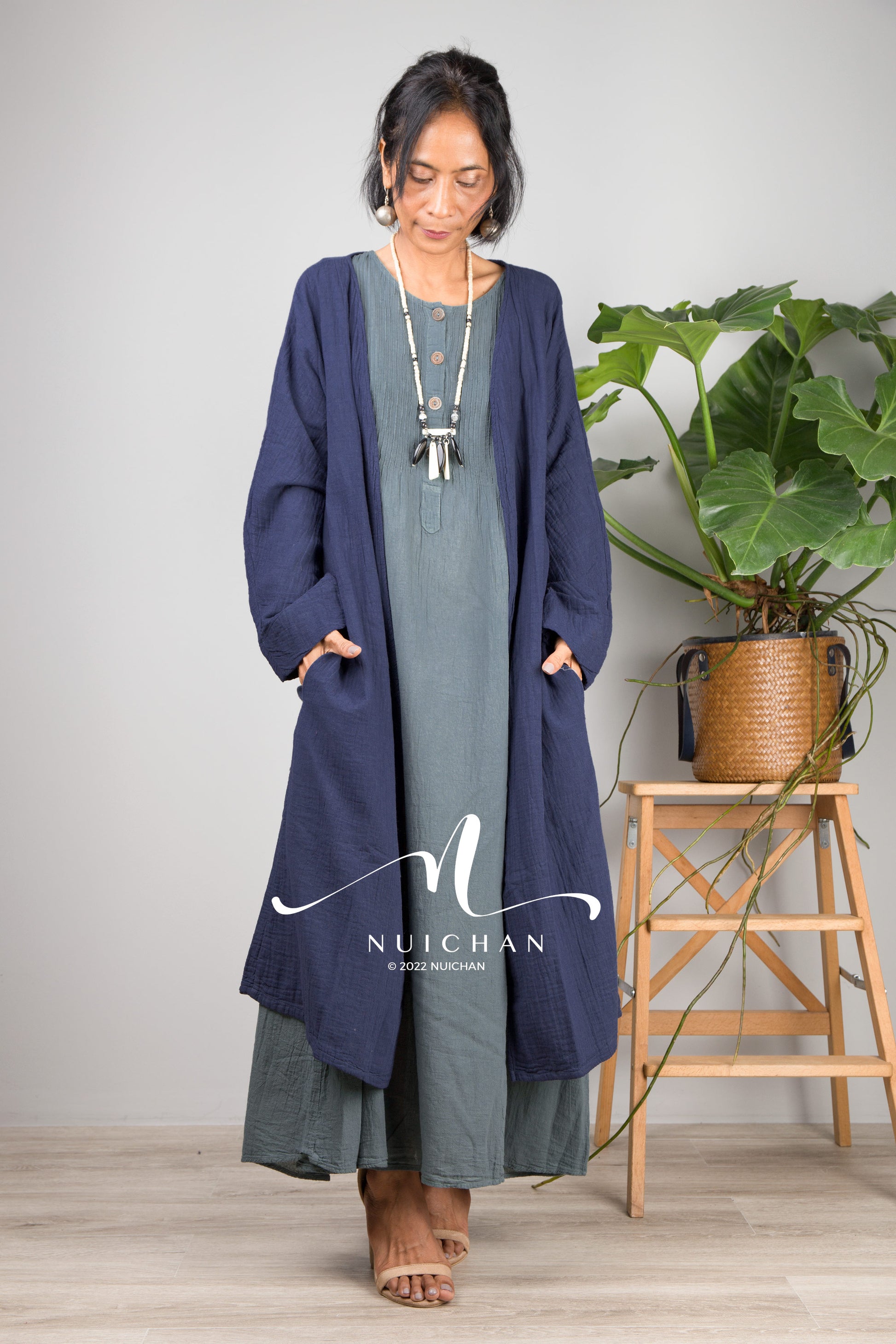 Nuichan women's lightweight cotton open front cardigan