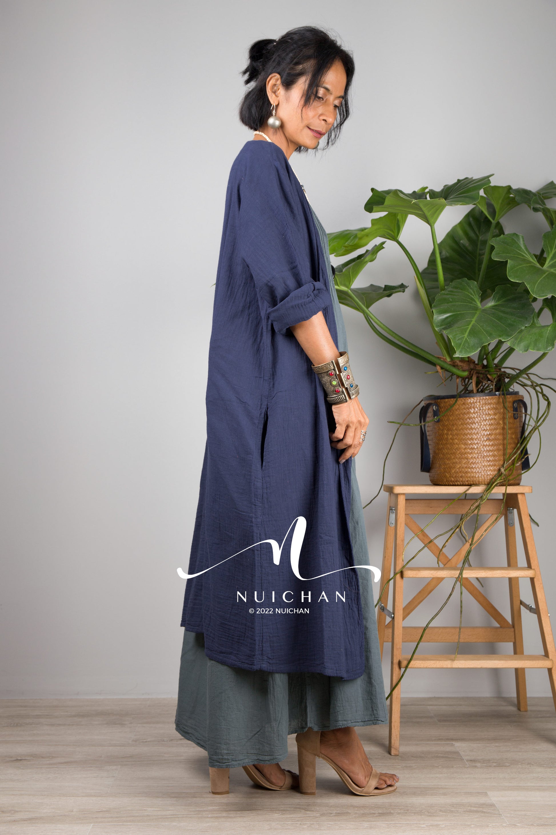 Nuichan women's lightweight cotton open front cardigan
