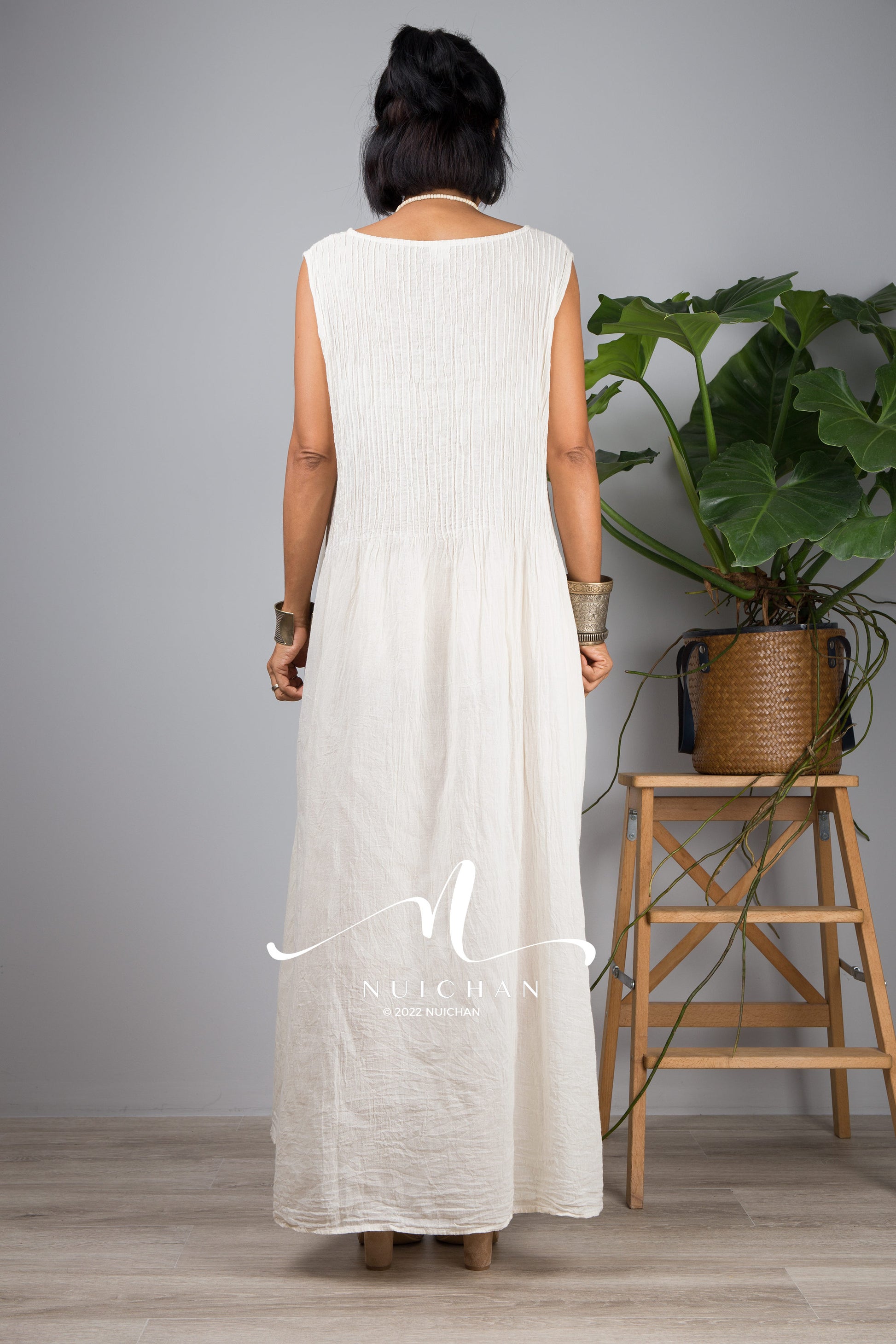 Nuichan women's sleeveless cotton dress