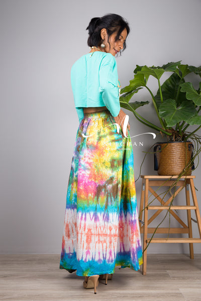 Nuichan Women's Tie dye skirt | Hippie maxi skirt online