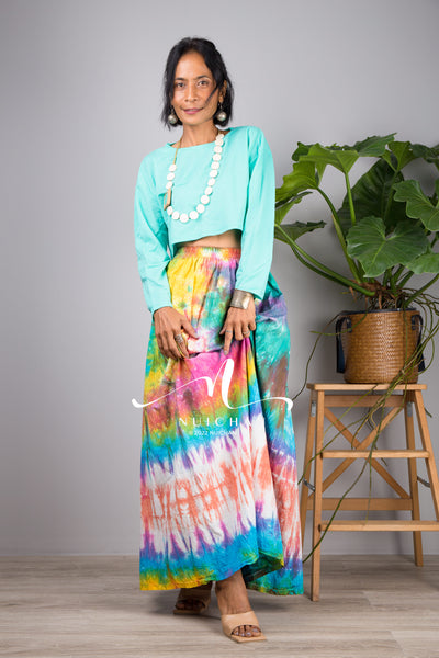 Nuichan Women's Tie dye skirt | Hippie maxi skirt online