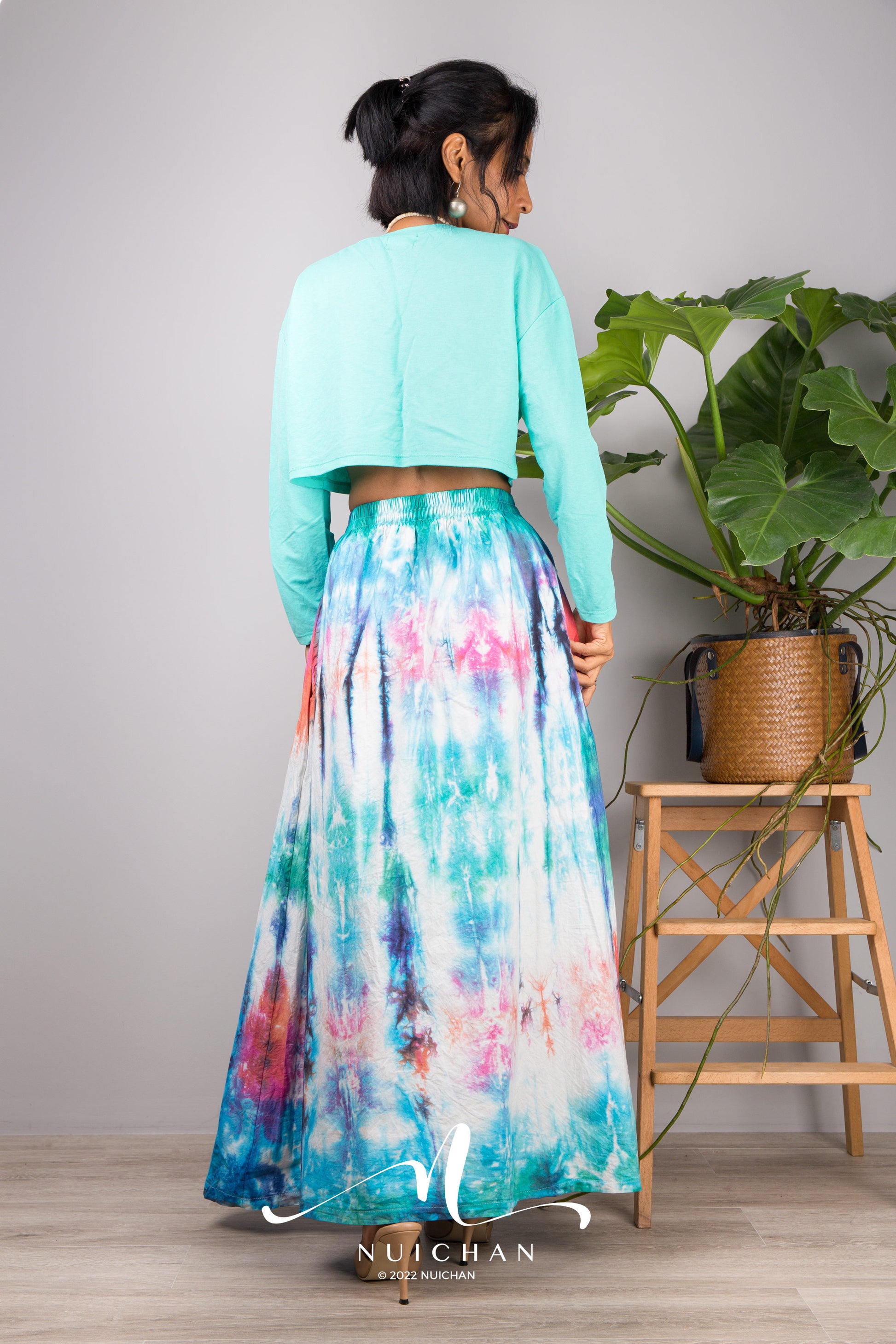 Nuichan Women's Tie dye skirt | Hippie maxi skirt online