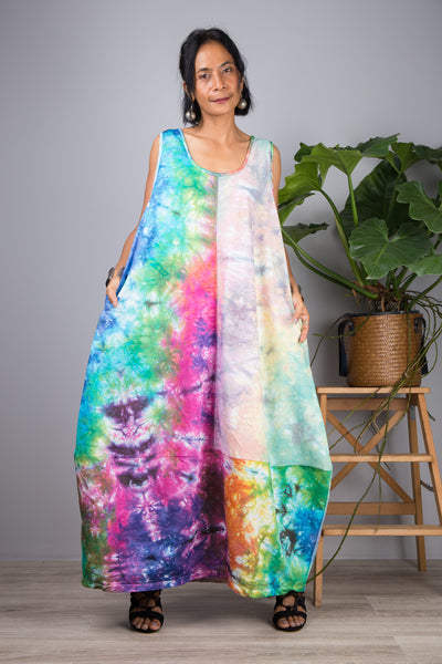 Nuichan Women's sleeveless tie dye dress. Buy hand dyed dresses online