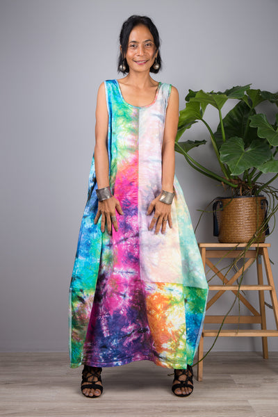 Nuichan Women's sleeveless tie dye dress. Buy hand dyed dresses online