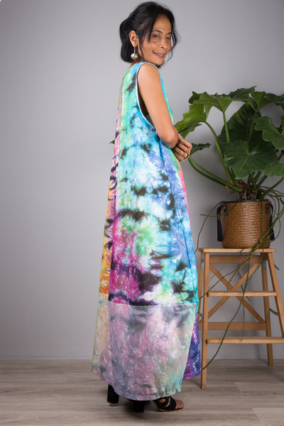 Nuichan Women's sleeveless tie dye dress. Buy hand dyed dresses online