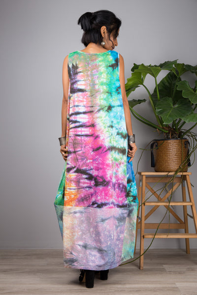 Nuichan Women's sleeveless tie dye dress. Buy hand dyed dresses online