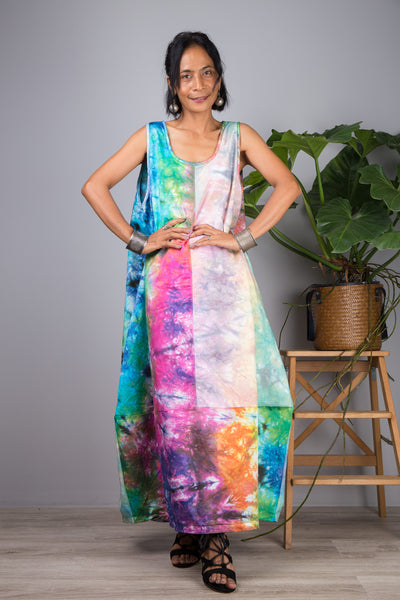 Nuichan Women's sleeveless tie dye dress. Buy hand dyed dresses online