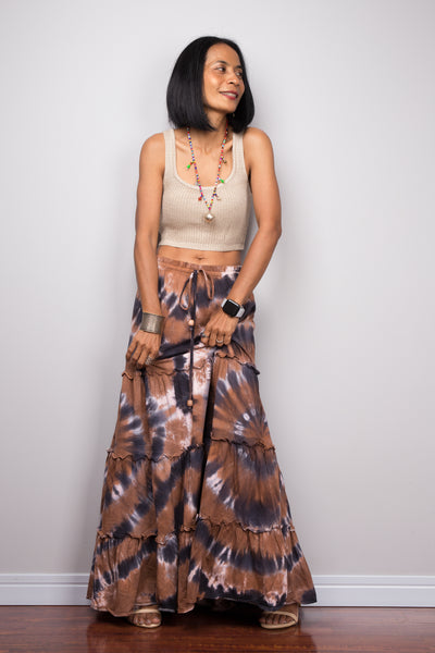 Tie dye skirt | Tiered maxi skirt | Boho skirt