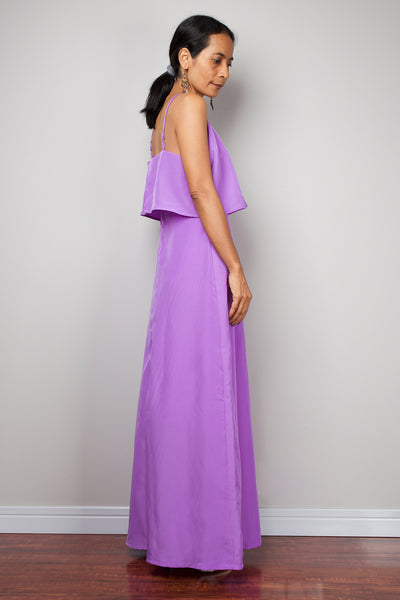 Ruffle dress, Halter Dress, Purple bridesmaid dress, Summer Dress, high waist dress, purple maxi dress