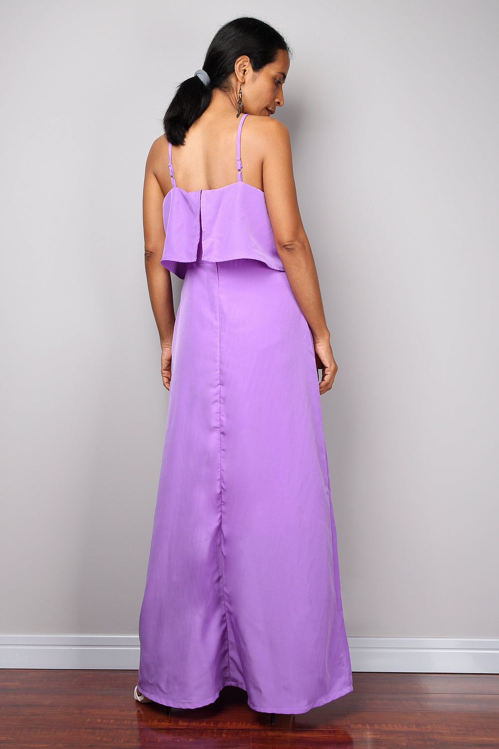 Ruffle dress, Halter Dress, Purple bridesmaid dress, Summer Dress, high waist dress, purple maxi dress
