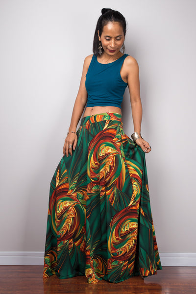 High waist skirt | Tropical maxi skirt | Floor length women's skirt