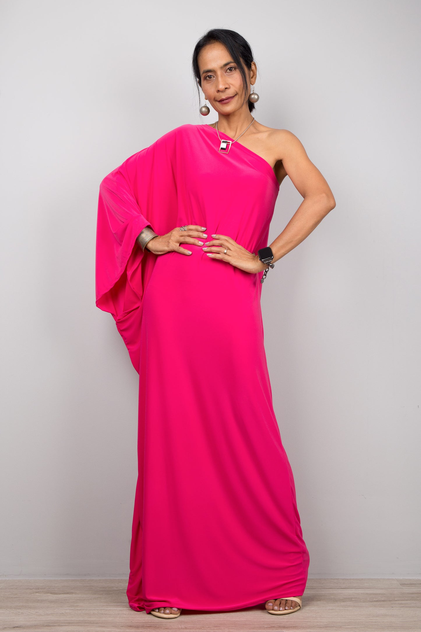 hot pink one shoulder dress Hot Pink One Shoulder Dress