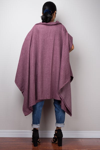 Poncho, oversized sweater, purple cape, poncho dress, tunic dress, cape dress