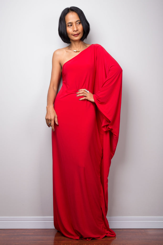 Red One Shoulder Cocktail Dress