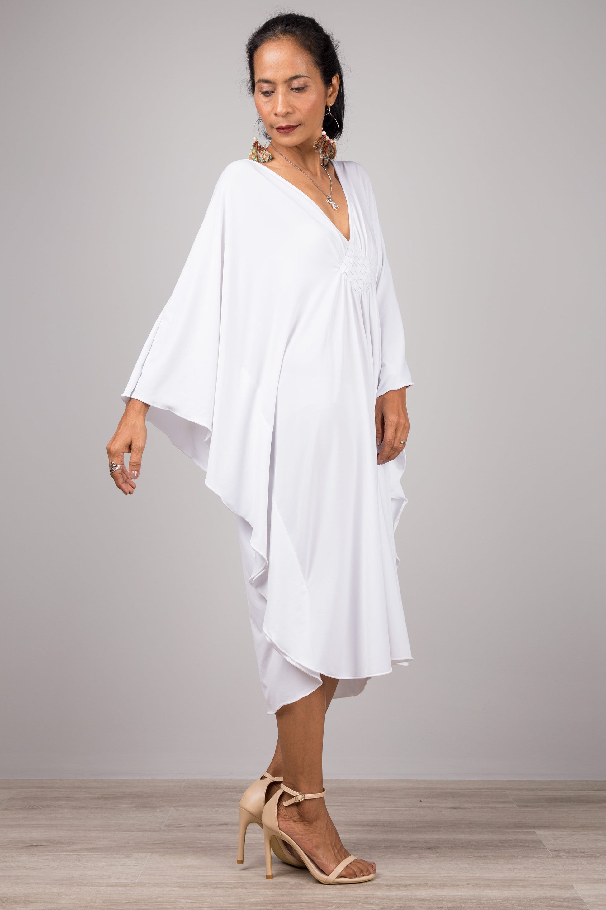 short white kaftan dress White with Gold Marrakech Resort Short Lounge Wear Caftan Kaftan Tunic