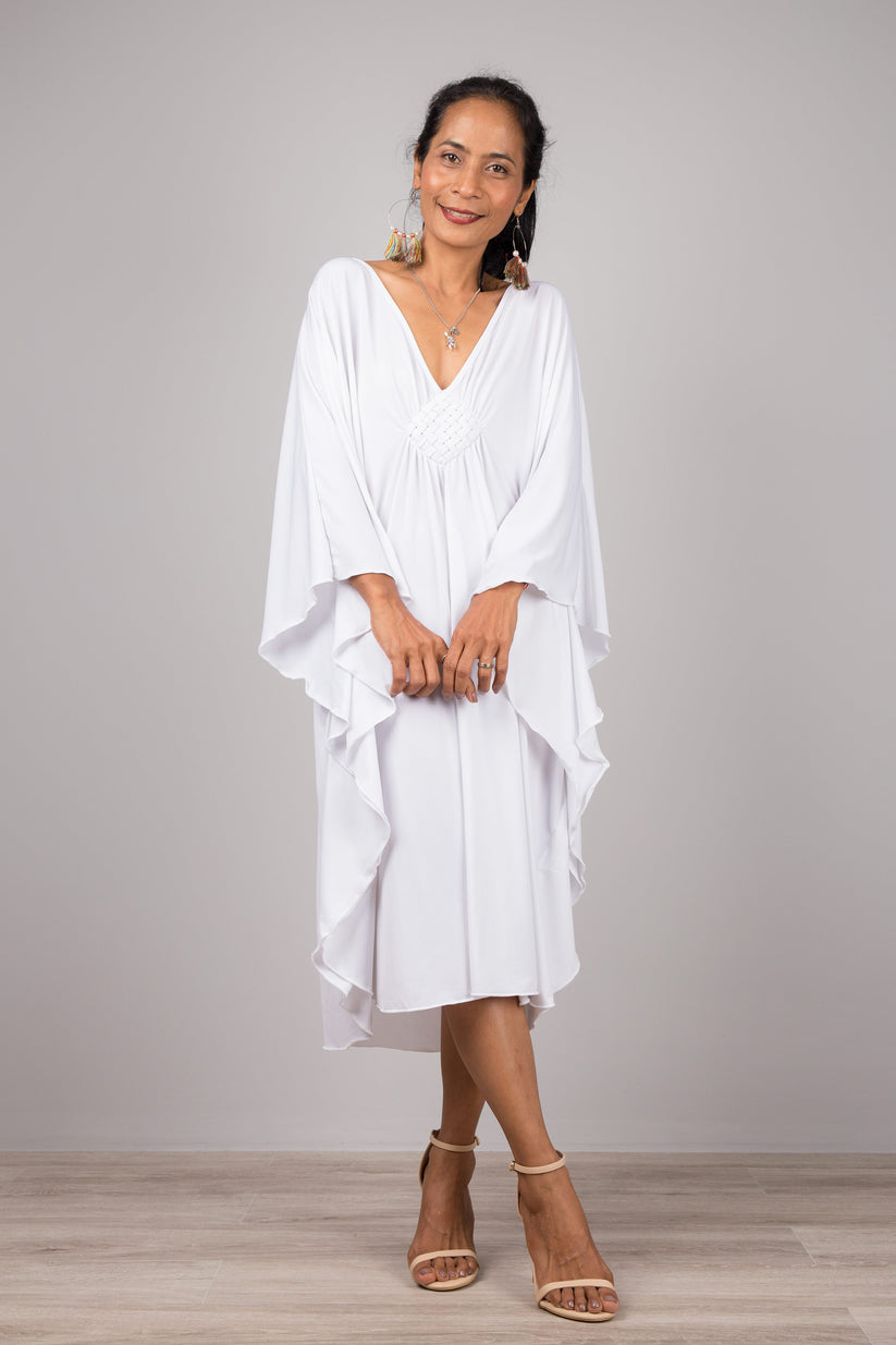 White cotton short kaftan main image 0