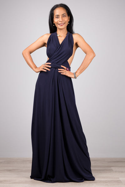 Trendy Blue Convertible dresses online. Multi wrap dress by Nuichan