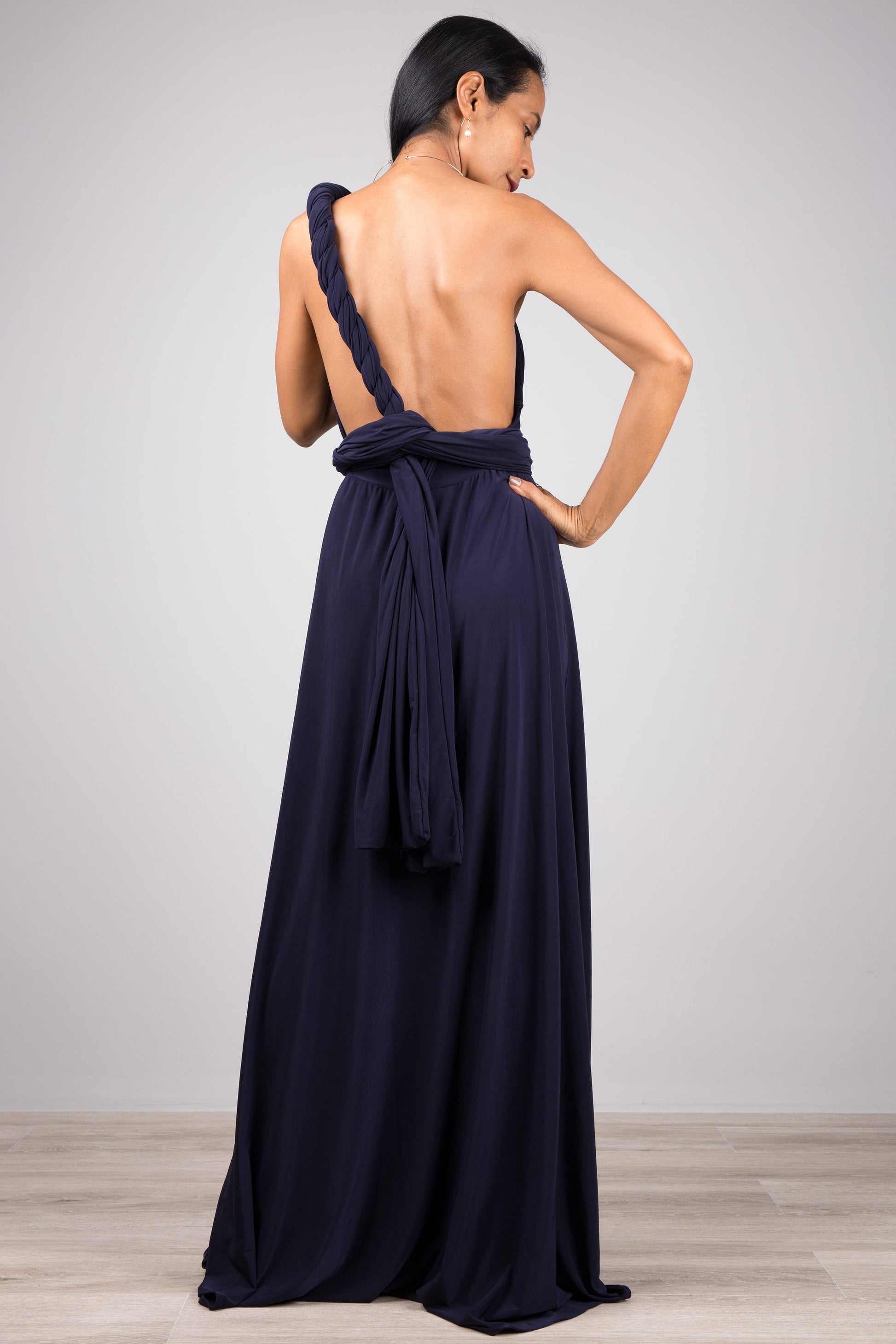 Nuichan women's bridesmaid dress. Navy blue convertible wrap dress Nuichan women's bridesmaid dress. Navy blue convertible wrap dress