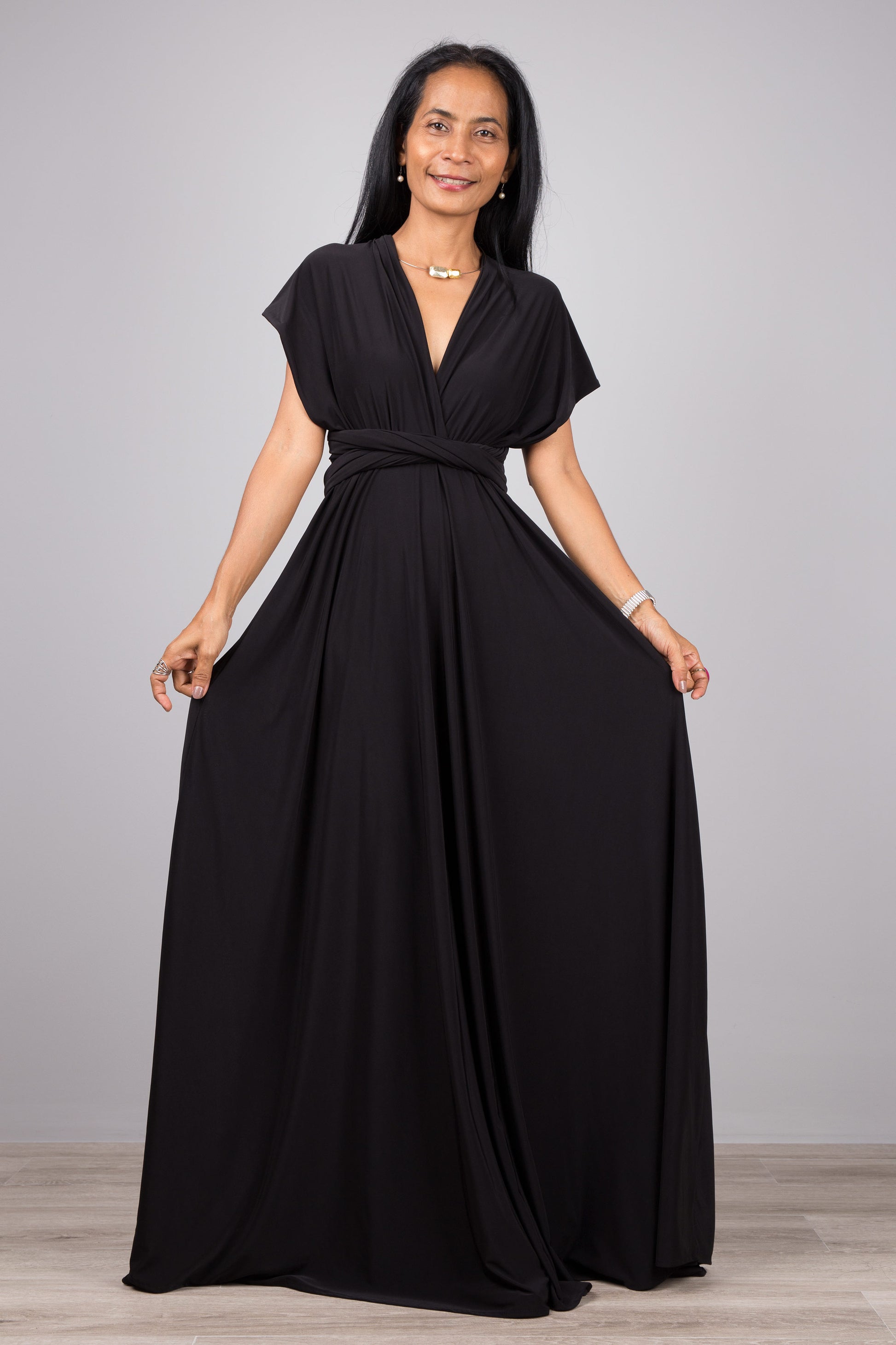 black multiway dress Boden Women's Multiway Jersey Maxi Dress in Black