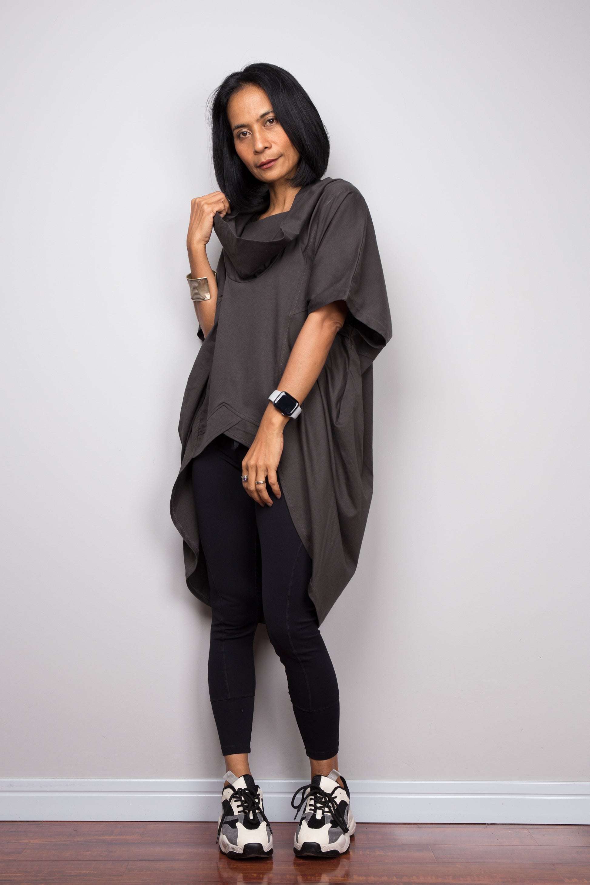 dark grey tunic dress Linen dress JULY / Relaxed fit tunic dress / Dark grey