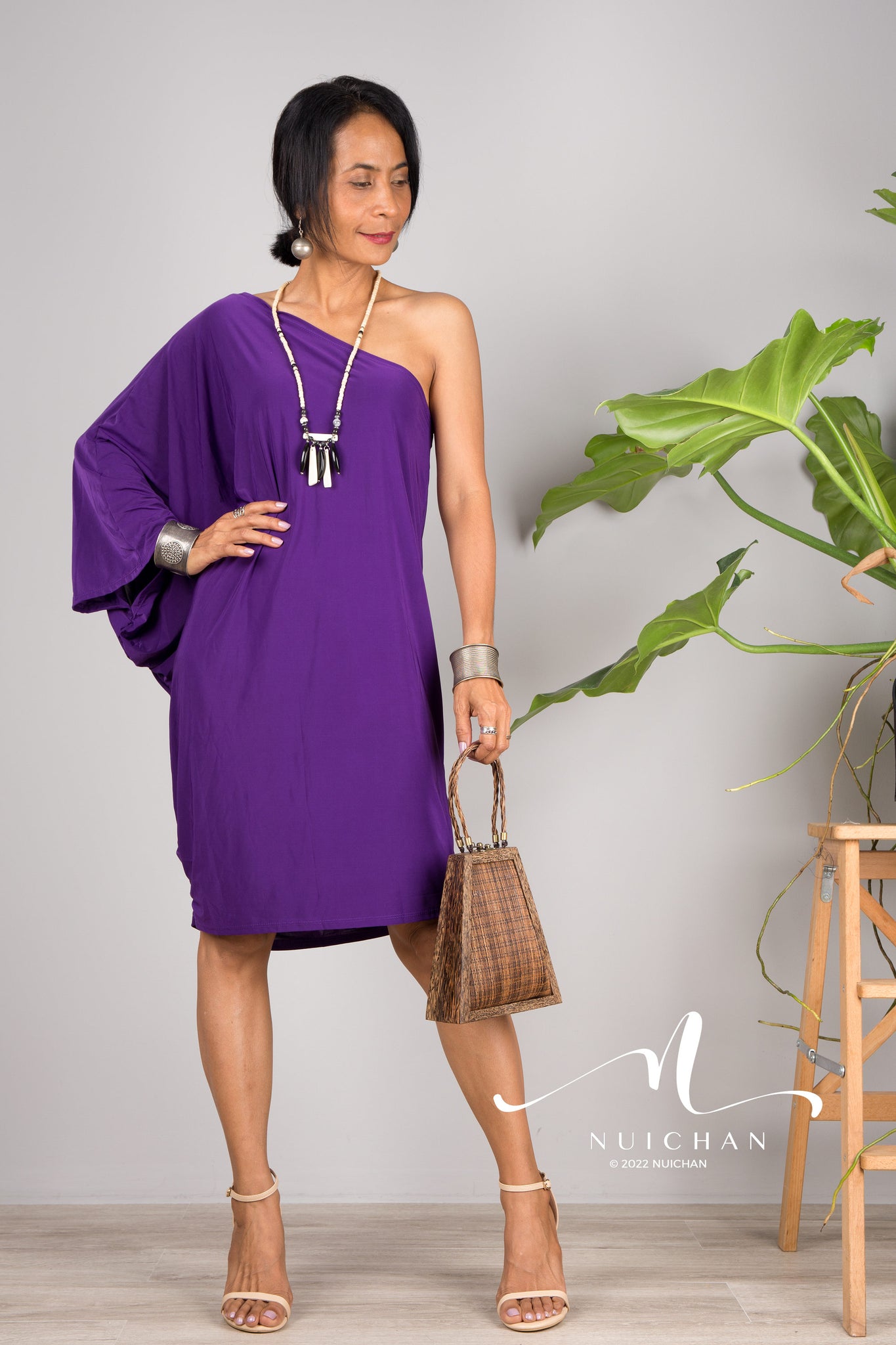 Buy Women Off Shoulder Short purple dress online.  Other colours available at Nuichan