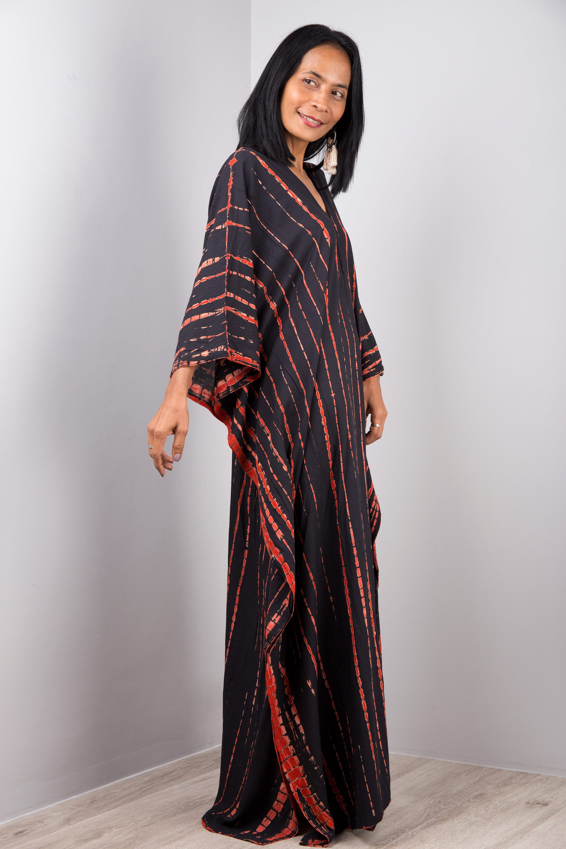 Black Tie Dye Kaftan Dress