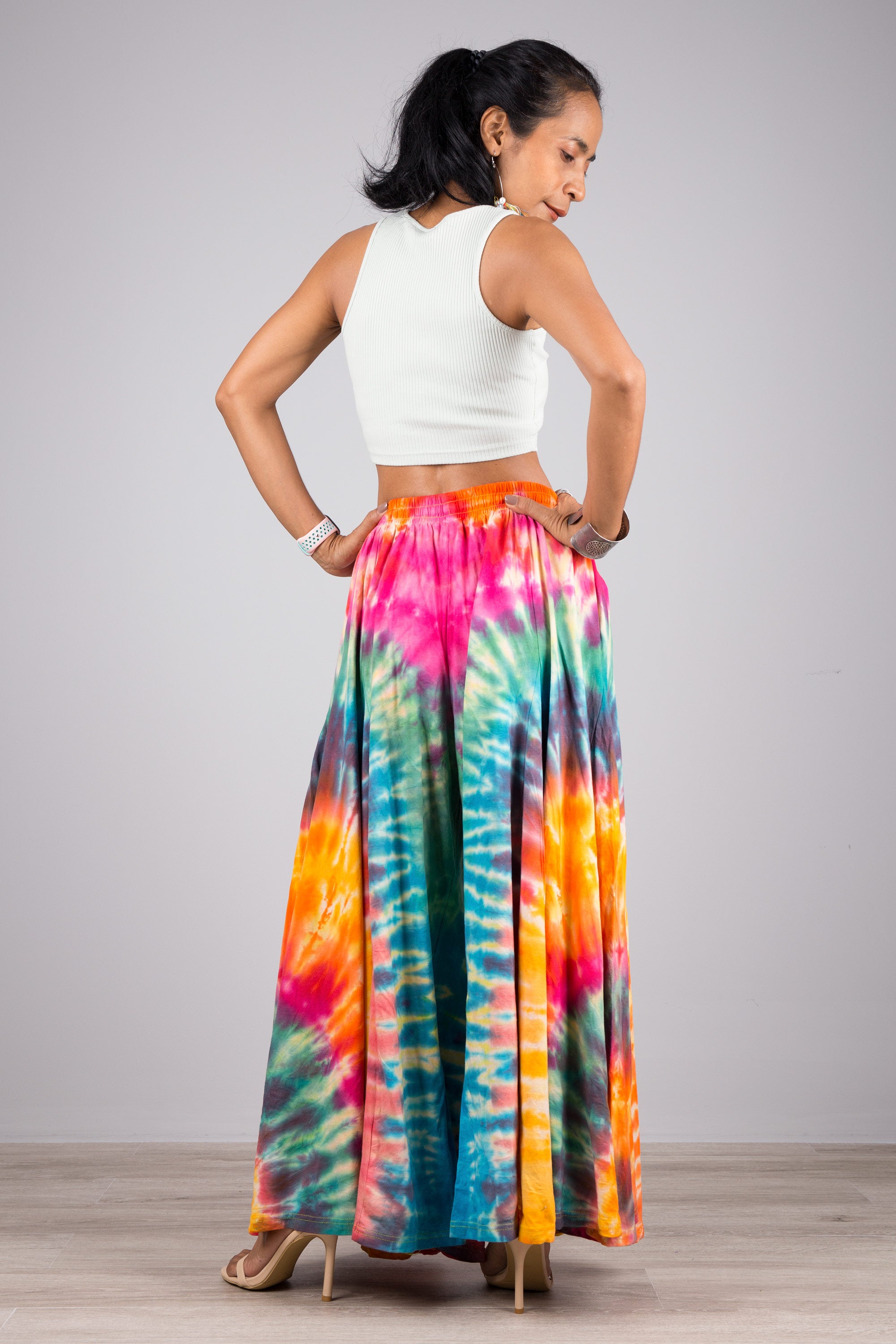 Tie dye pants | Tiered Wide leg festival pants | Rainbow