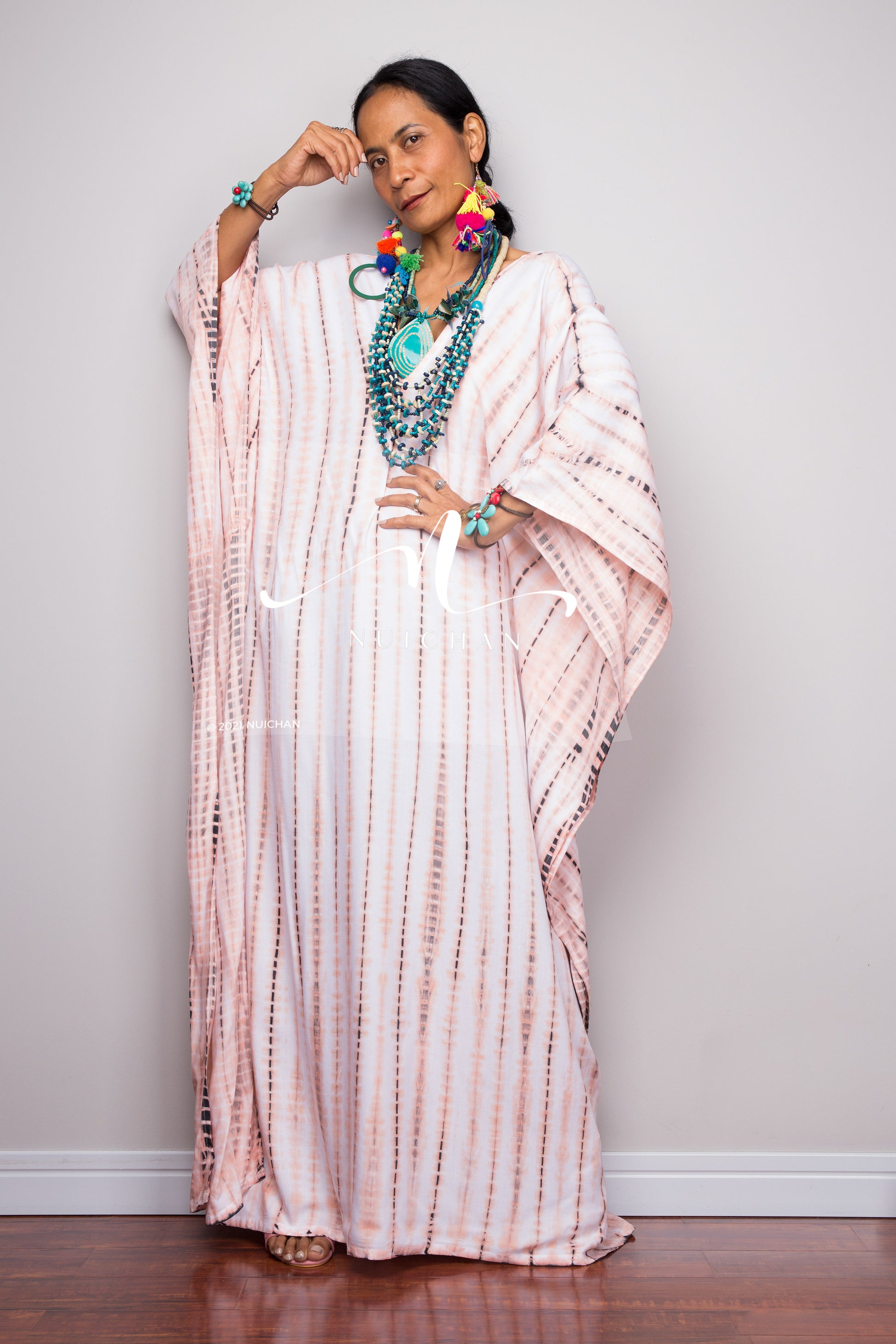 Shop Tie dye kimono dress online.  Nuichan offers vast variety of tie dye kaftan dresses