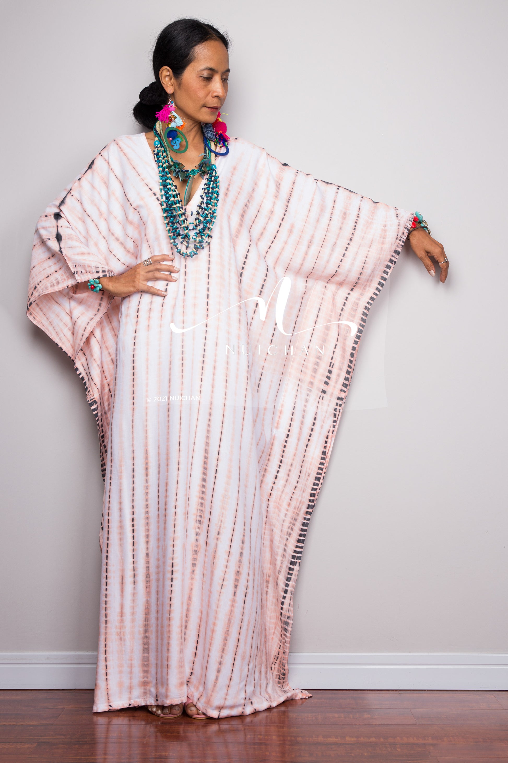 Shop Tie dye kimono kaftan dress online.  Nuichan offers vast variety of tie dye dresses