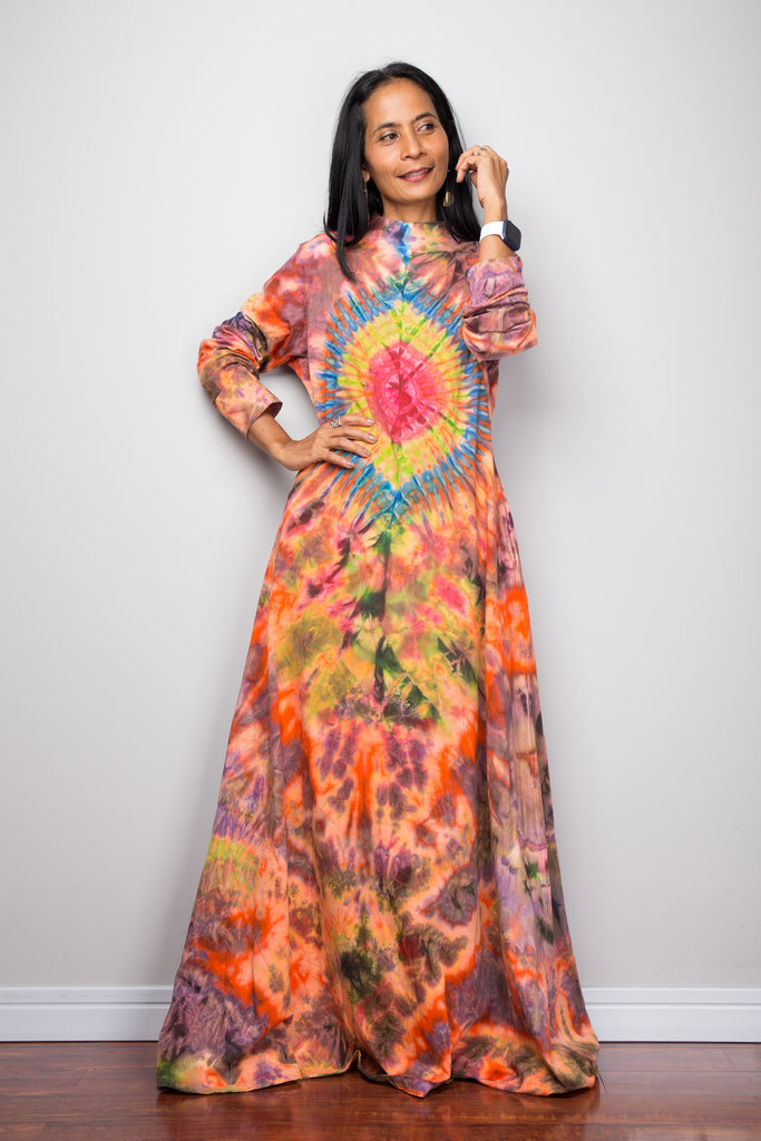 Buy Blue Tie and Dye Cotton Hand Block Printed Anarkali Dress | KIK135/KIK1  | The loom