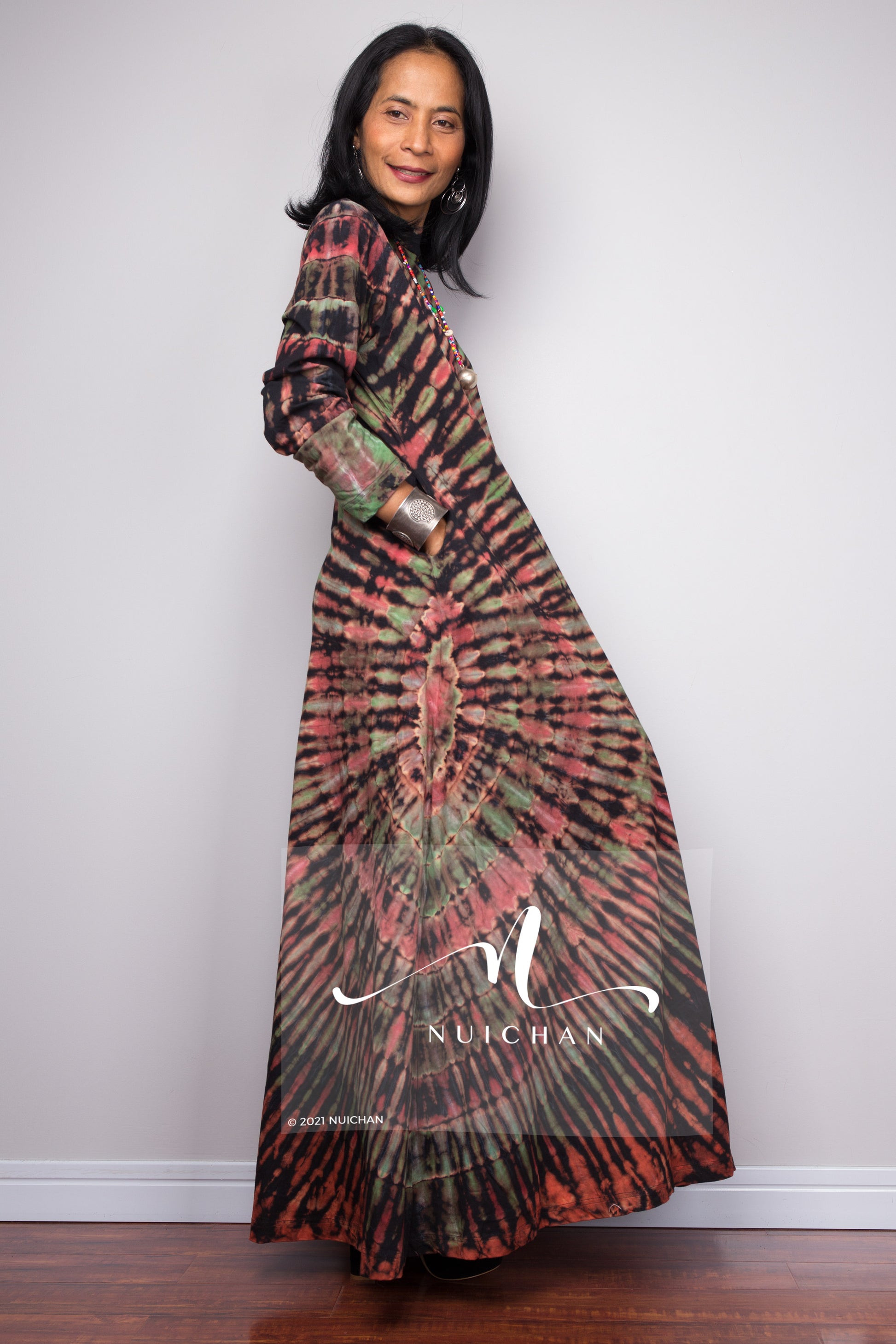 designer tie dye dresses Sheer-Sides Tie-Dye Long Prom Ball Gown
