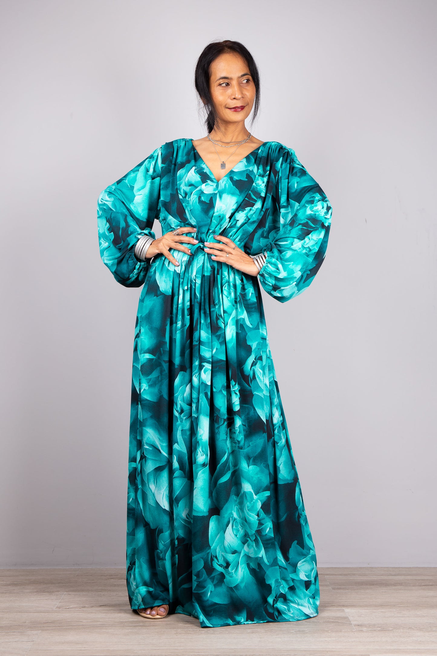 Boho maxi dress with long sleeves