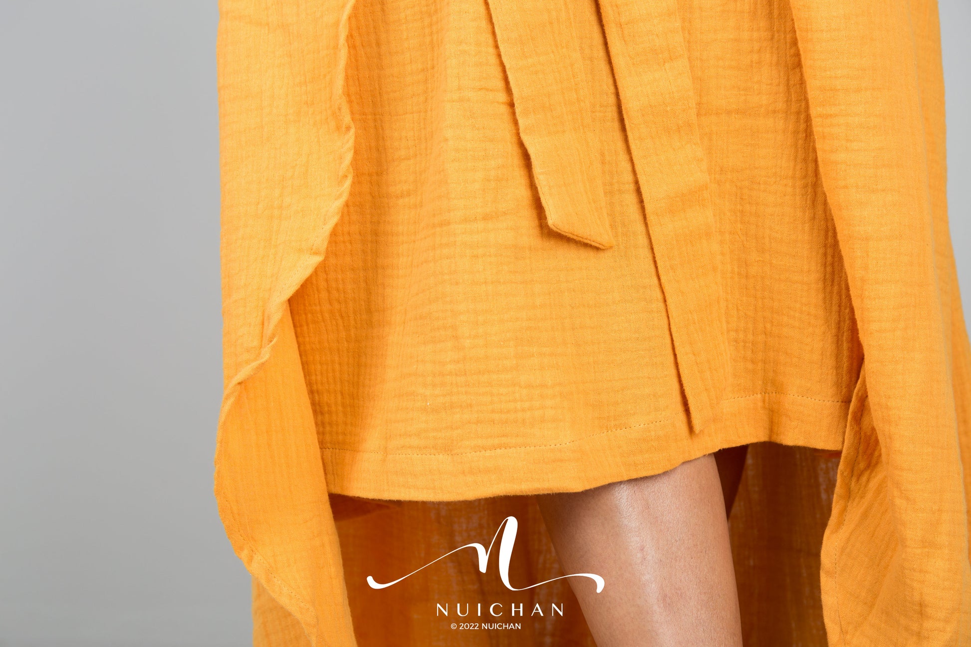 Nuichan women's orange cotton wrap skirt | Organic cotton skirt