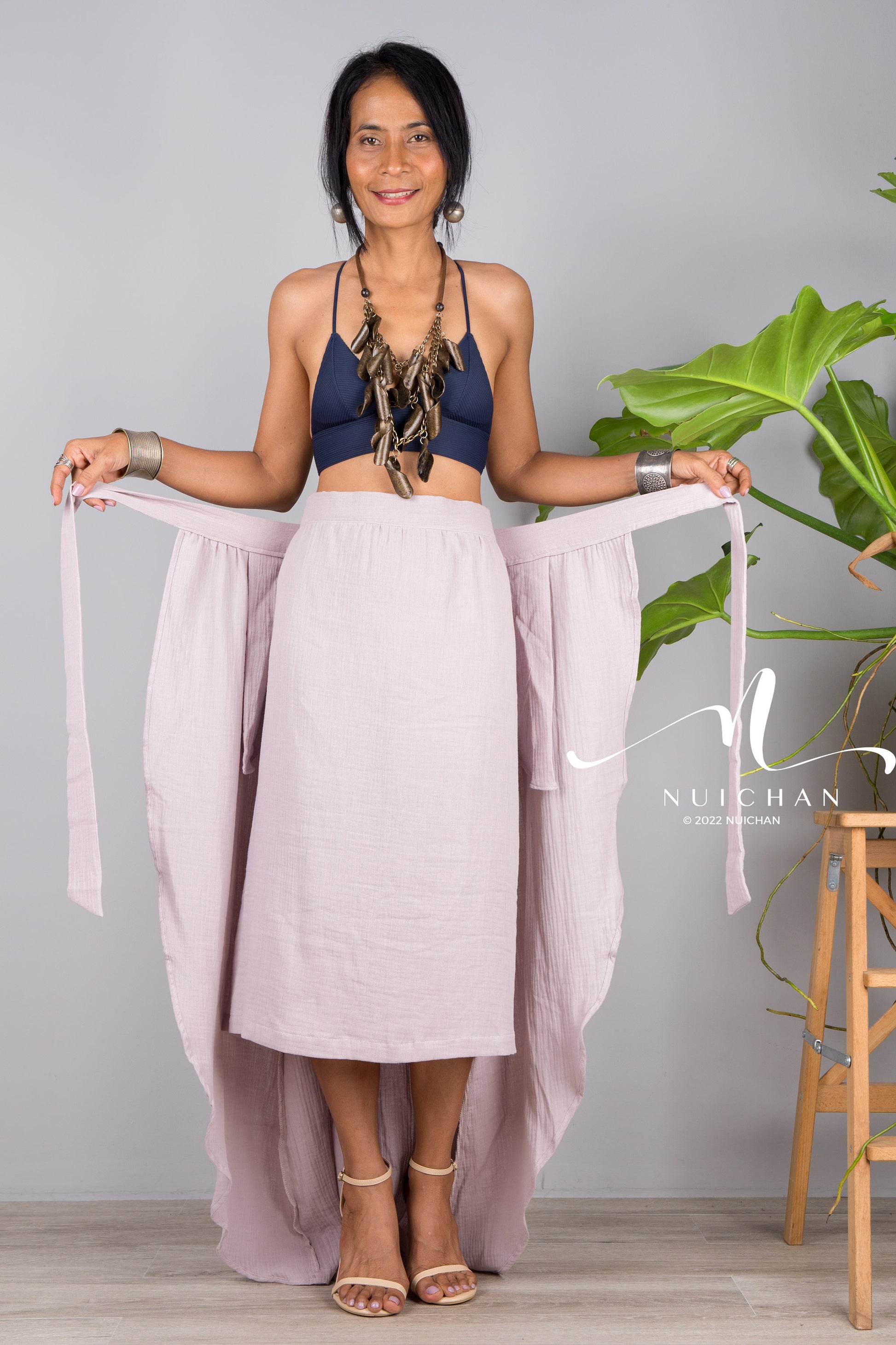 Nuichan women's cotton wrap skirt | Organic cotton skirt