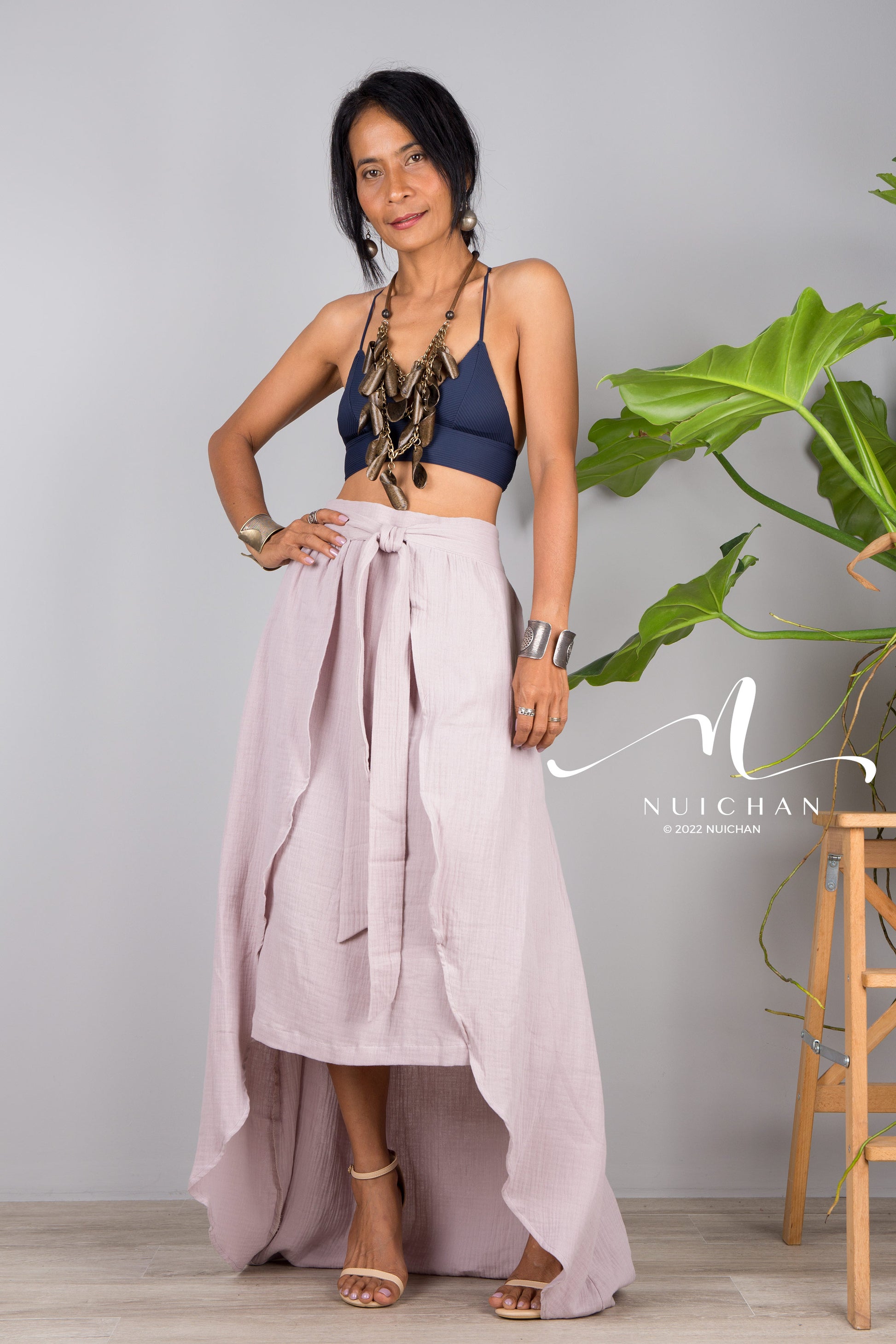 Nuichan women's cotton wrap skirt | Organic cotton skirt